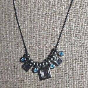 Lia Sophia Vintage Blue Rhinestone Necklace